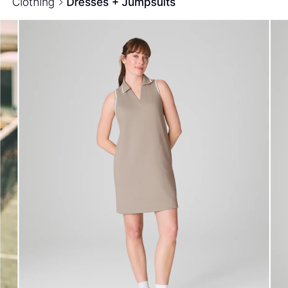 SPANX Beige Sleeveless Polo Tennis Dress